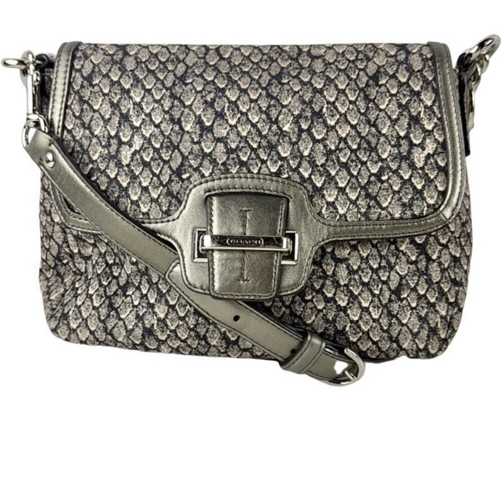 Coach Taylor Snake Print Flap Canvas / Leather Crossbody F26036 EUC